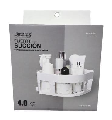 מדף וואקום פינתי לאחסון כלי רחצה / קרמים - צבע לבן אטרקציה