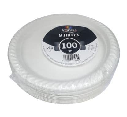 צלחות 100 יח' גדול הפי