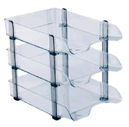 מעמד 3 מדפים לדפי A4 פלסטיק שקוף, אביזרים לסדר וארגון