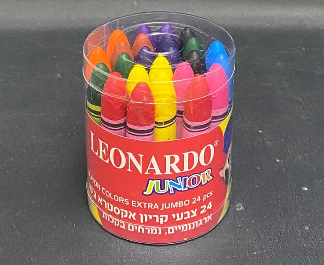מארז 24 צבעי קריון בקופסה לאונרדו, אביזרי ציור ויצירה