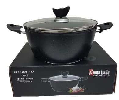 סיר אלומיניום עם מכסה זכוכית 28 סמ בדגמים מחיר משתלם באטרקציה