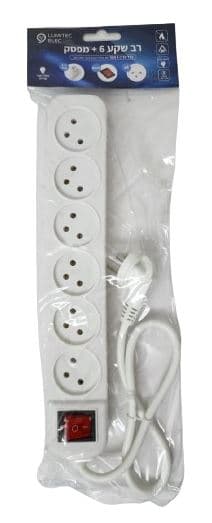 רב שקע עם מפסק 6 שקעים 1 מ'