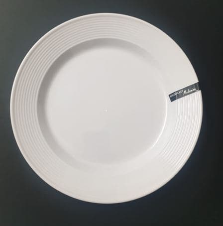 צלחת מלמין איכותית עיקרית דגם פסים 28 ס"מ לבןאתר אטרקציה