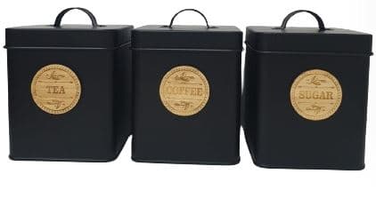 סט תה קפה סוכר פח מרובע צבע שחור שילוב עץ קונים רק באטרקציה מהיבואן לצרכן