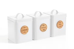 סט תה קפה סוכר פח מרובע צבע לבן שילוב עץ קונים רק באטרקציה מהיבואן לצרכן