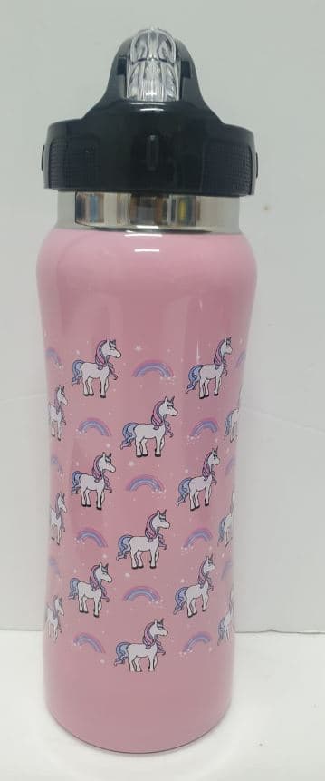 בקבוק שתיה נירוסטה עם פיה מתקפלת 600 מ"ל - חד קרן קונים רק באטרקציה מהיבואן לצרכן