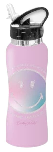 בקבוק שתיה נירוסטה סמיילי ורוד+ פיה מתקפלת 580 מ"ל קונים רק באטרקציה מהיבואן לצרכן