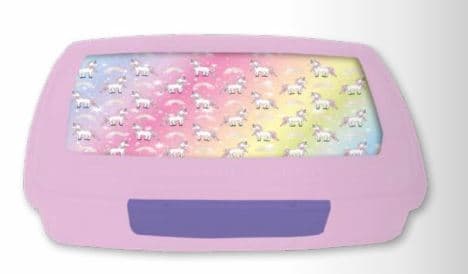 קופסת אוכל מחולקת - חד קרן ורוד שקוףאטרקציה מהיבואן לצרכן