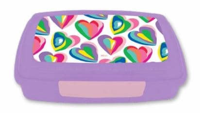 קופסת אוכל מחולקת - לבבות סגול שקוףאטרקציה מהיבואן לצרכן