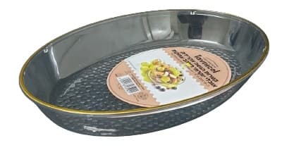 קערות אקריליק הגשה אובלי יוקרתי מוזהב עמוקות 18*