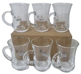 סט 6 כוסות עם ידית זכוכית 155 מ"ל באתר אטרקציה מהיבואן לצרכן