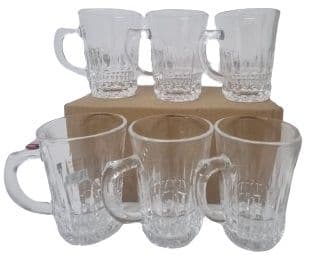 סט 6 כוסות מעוטרות עם ידית זכוכית 160 מ"ל באתר אטרקציה