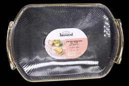 מגש אקרילי מפואר אובלי בינוני עם ידיות זהב 24*36