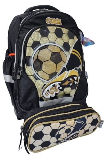 תיק טרולי - כדורגל צבע שחור זהב מנצנץ עם קלמר קונים רק באטרקציה מהיבואן לצרכן