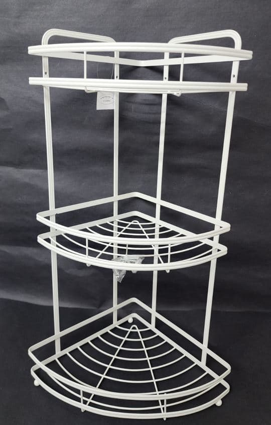 מתקן תליה פינתי לכלי רחצה 3 קומות 58.5X31X25 ס"מ שחור