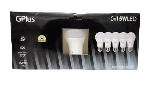 חמישיית נורות לד 15W אור יום (לבן) E27