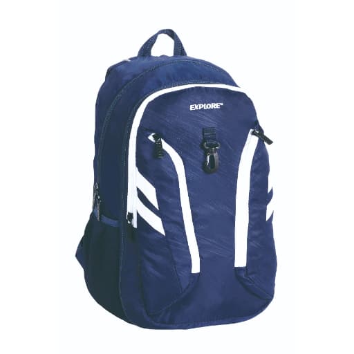 תיק גב אקספלור 2 ב1 חלק כחול פס לבן באטרקציה אונליין מהיבואן לצרכן