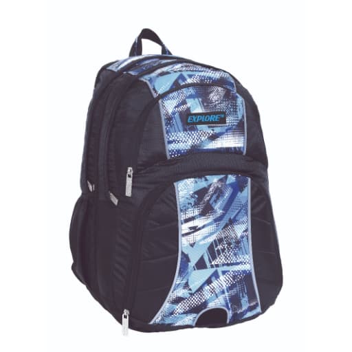 תיק גב אקספלור 2 ב1 תפרים שחור כחול תכלת באטרקציה אונליין מהיבואן לצרכן