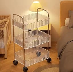 עגלת אחסון / שירות בשילוב פלסטיק שקוף ואלומיניום 3 קומות עם גלגלים קונים רק באטרקציה מהיבואן לצרכן