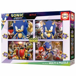 מולטי פאזל - 4 פאזלים 50/80/100/150 חלקים - סוניק הקיפוד זוהר באטרקציה מהיבואן לצרכן