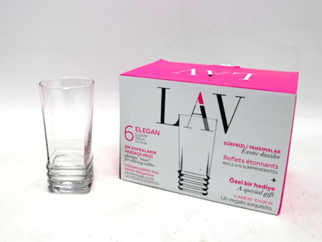 סט 6 כוסות זכוכית גבוהות ELEGAN, כוסות זכוכית במחיר משתלם