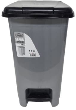 פח דוושה מלבני מפלסטיק 15 ליטר בז' עם מכסה חום קונים רק באטרקציה מהיבואן לצרכן