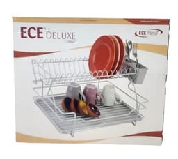 מייבש כלים 2 קומות כולל מגש פלסטיק ומייבש לסכום צבע לבן אבן