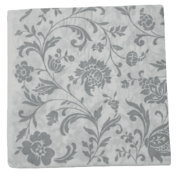 חבילה 20 מפיות מעוצבות דו שכבתי פרחים אפור לבן 33X33 ס"מ קונים רק באטרקציה מהיבואן לצרכן