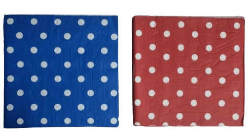 חבילה 20 מפיות מעוצבות נקודות לבנות שחור/כחול/אדום 33X33 ס"מ קונים רק באטרקציה מהיבואן לצרכן