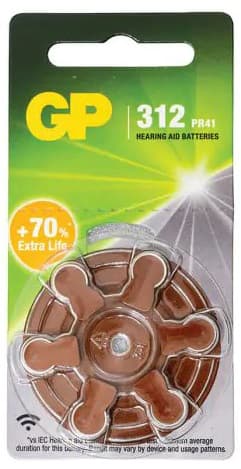 6 סוללות למכשיר שמיעה במארז ZA312 רק באטרקציה.