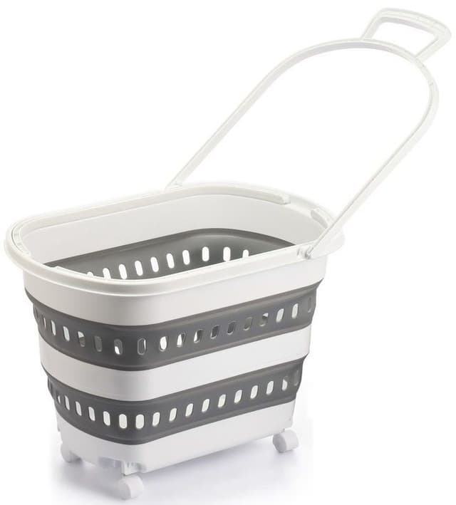 סלסלה אובלית עם גלגלים וידיות מתקפלת 38 ליטר רק באתר אטרקציה.