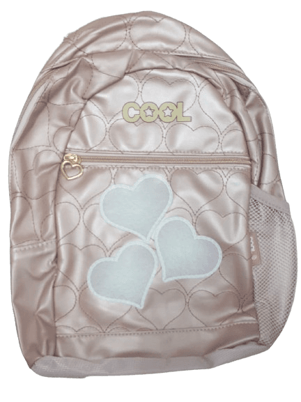 תיק גן ורוד מטאלי מעוצב לבבות הדפס באתר אטרקציה מהיבואן לצרכן