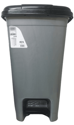 פח דוושה מלבני מפלסטיק 40 ליטר אפור מכסה שחור באתר אטרקציה מהיבואן לצרכן