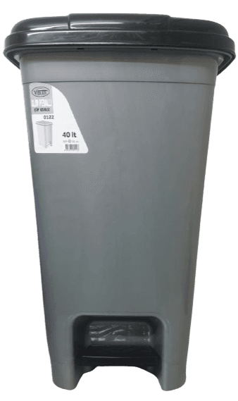 פח דוושה מלבני מפלסטיק 40 ליטר אפור מכסה שחור באתר אטרקציה מהיבואן לצרכן