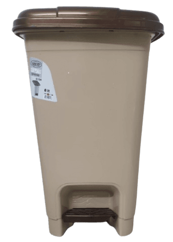 פח דוושה מלבני מפלסטיק 8 ליטר בז' מכסה חום קונים רק באטרקציה מהיבואן לצרכן