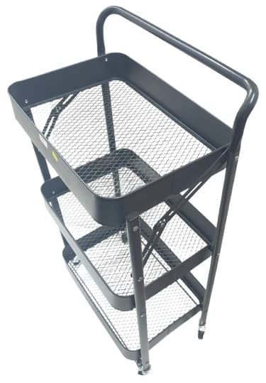 עגלה מתקפלת לאחסון / ירקות 3 קומות מתכת שחור באתר אטרקציה