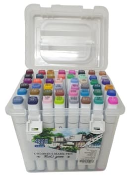 סט 48 טושים אלכוהול דו צדדיים במזוודה פלסטיק קונים רק באטרקציה מהיבואן לצרכן