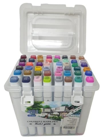 סט 48 טושים אלכוהול דו צדדיים במזוודה פלסטיק קונים רק באטרקציה מהיבואן לצרכן