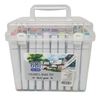 סט 60 טושים אלכוהול דו צדדיים במזוודה פלסטיק קונים רק באטרקציה מהיבואן לצרכן