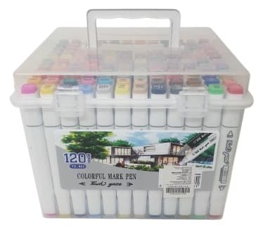 סט 120 טושים אלכוהול דו צדדיים במזוודה פלסטיק באטרקציה