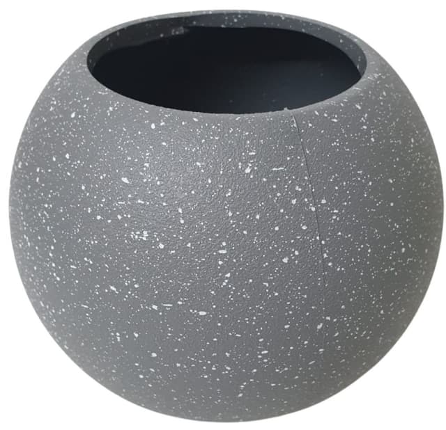 בית עציץ פלסטיק כדורי בצבע אפור שיש כ-20X16 ס"מ קונים רק באטרקציה מהיבואן לצרכן