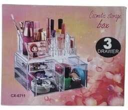 קופסת אחסון אקריליק שקופה למוצרי קוסמטיקה ותכשיטים באטרקציה.