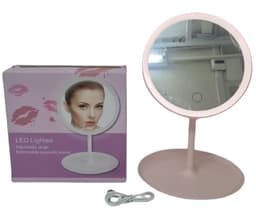 מראה שולחנית עם תאורה נטענת - לבן / ורוד קונים רק באטרקציה מהיבואן לצרכן