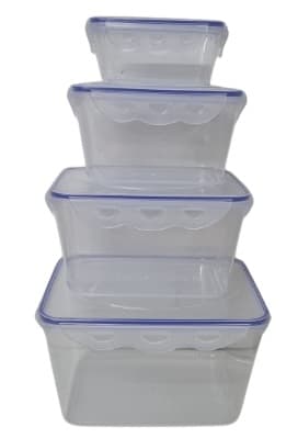 סט 4 קופסאות פלסטיק עם סגירה הרמטית וסוגרים קונים רק באטרקציה מהיבואן לצרכן