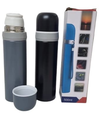 תרמוס נירוסטה 500 מ"ל עם כוס שחור/אפור קונים רק באטרקציה מהיבואן לצרכן