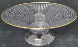 קערת הגשה אקריליק מעוצבת עם רגל ופס זהב קוטר 25 ס"מ באטרקציה.