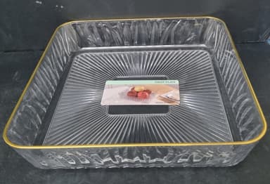 קערת הגשה אקריליק מעוצבת עם פס זהב 26X26 גובה 5 ס"מ רק באטרקציה