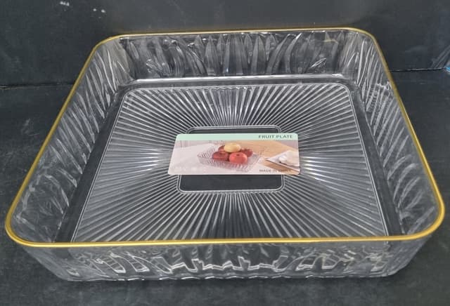קערת הגשה אקריליק מעוצבת עם פס זהב 26X26 גובה 5 ס"מ רק באטרקציה