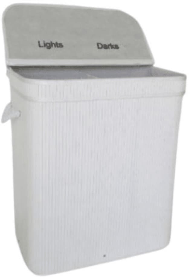 סל כביסה במבוק מחולק - לבן רק באטרקציה.