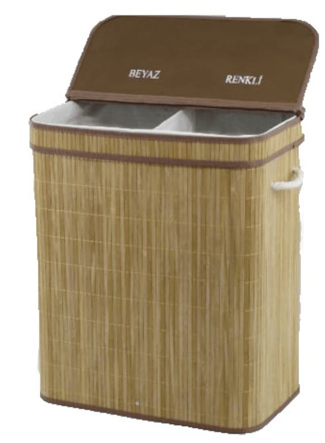 סל כביסה במבוק מחולק - טבעי רק באטרקציה.